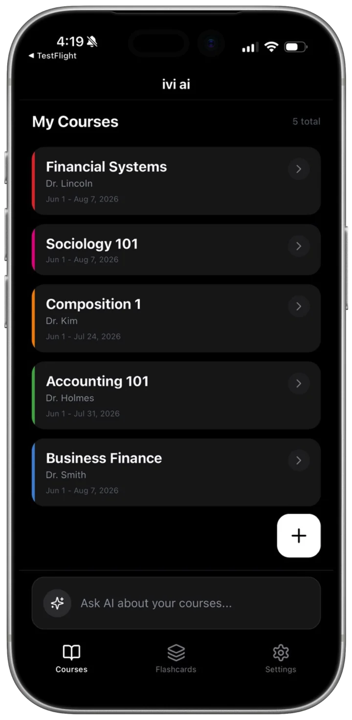 My Courses list in ivi AI